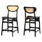 Baxton Studio Hesper Mid-Century Modern Dark Brown Finished Wood and Rattan 2-Piece Counter Stool Set, PR 239-2PC-13416-ZORO - alternate 1